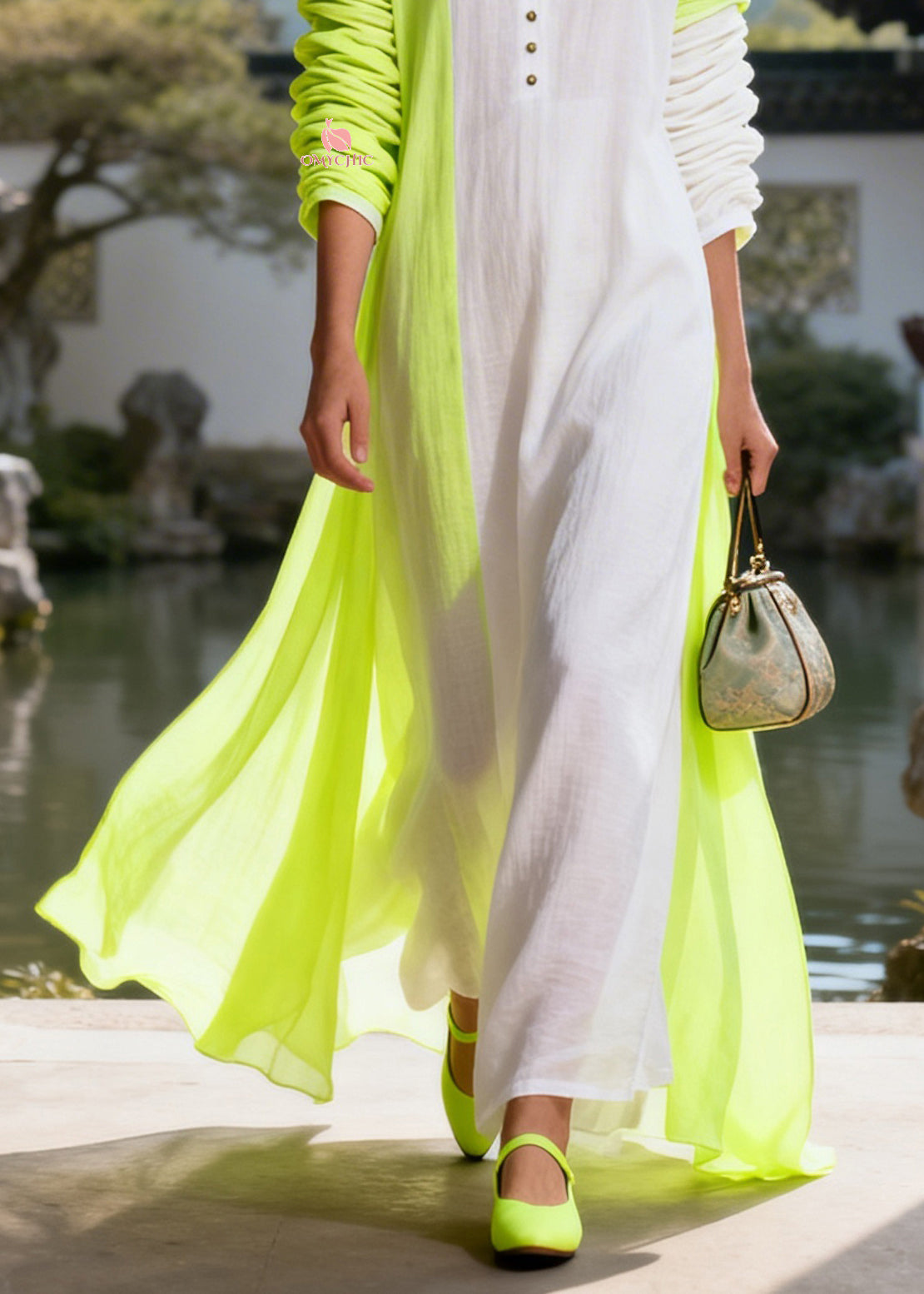 V-Neck Button Front Ruched Sleeve Layered Maxi Dress Set
