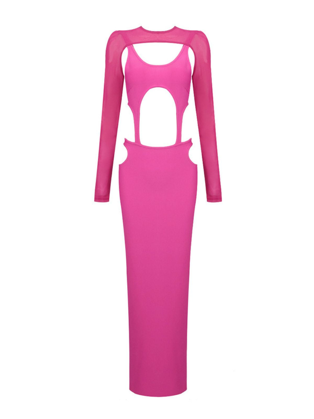 Scoop Neck Tank Cutout Torso Mesh Bolero Long Sleeve Mermaid Maxi Dress