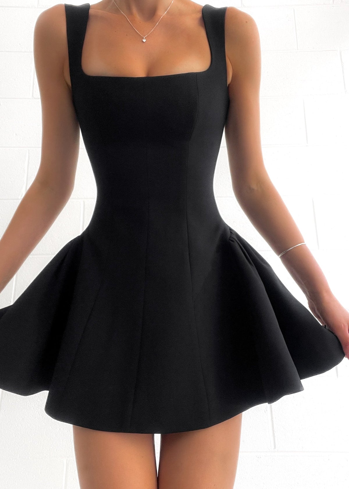 Strapless Pleated Ruffle Mini Dress