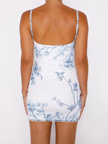 Vintage Low Cut Spaghetti Strap Backless Lace Mini Dresses
