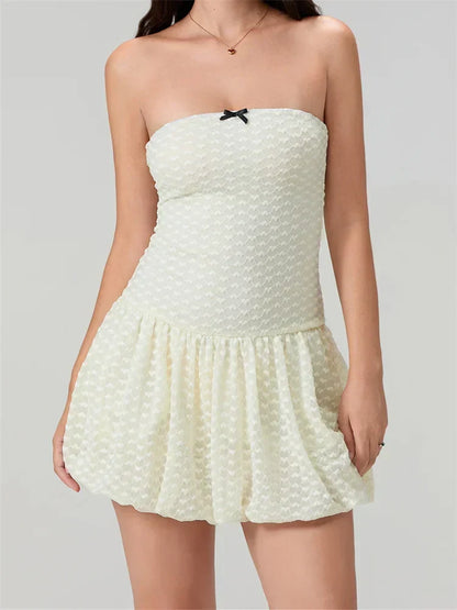 Lace Bow Off-Shoulder Mini Dress
