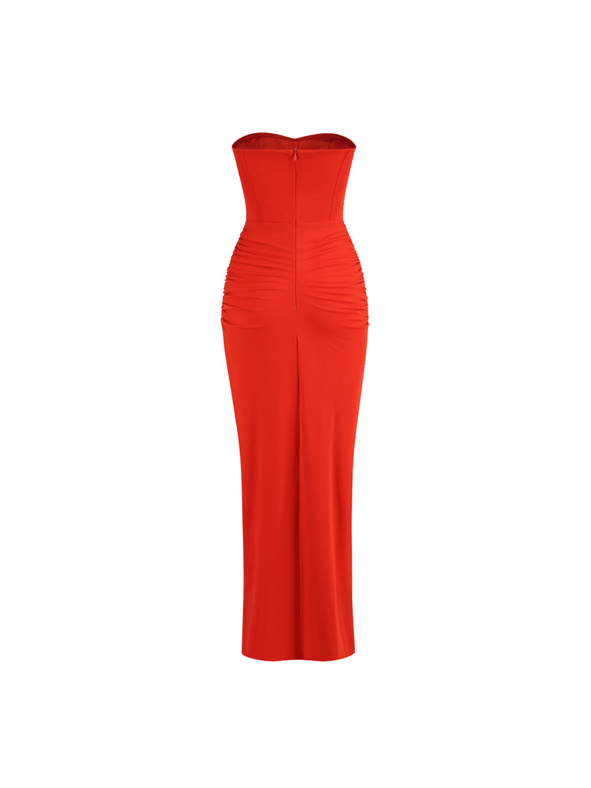 Strapless Corset Draped High Slit Maxi Dress