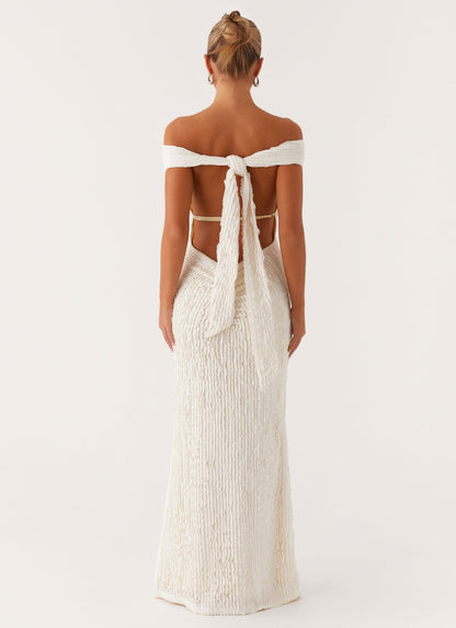 Off Shoulder Deep V Neck Ribbed Pleat Bodycon Maxi Dress
