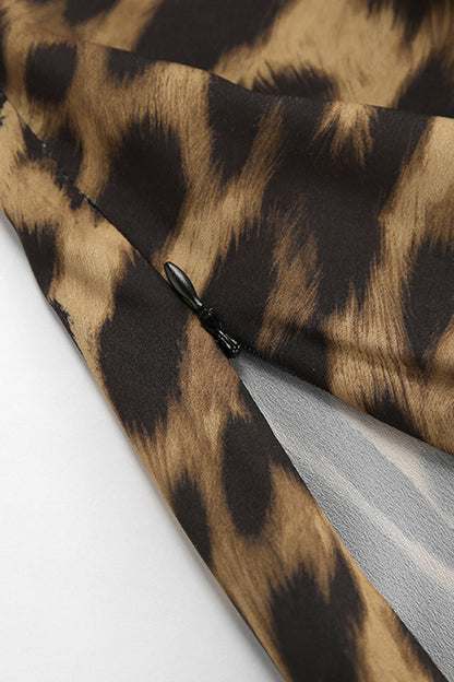 Chiffon Leopard Print Fishtail Midi Skirt