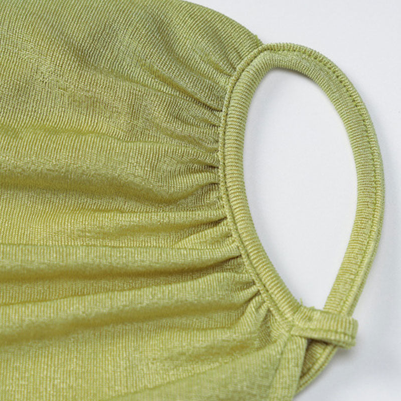 Fishtail Cowl Neck Spaghetti Strap Side Ruched Maxi Dress