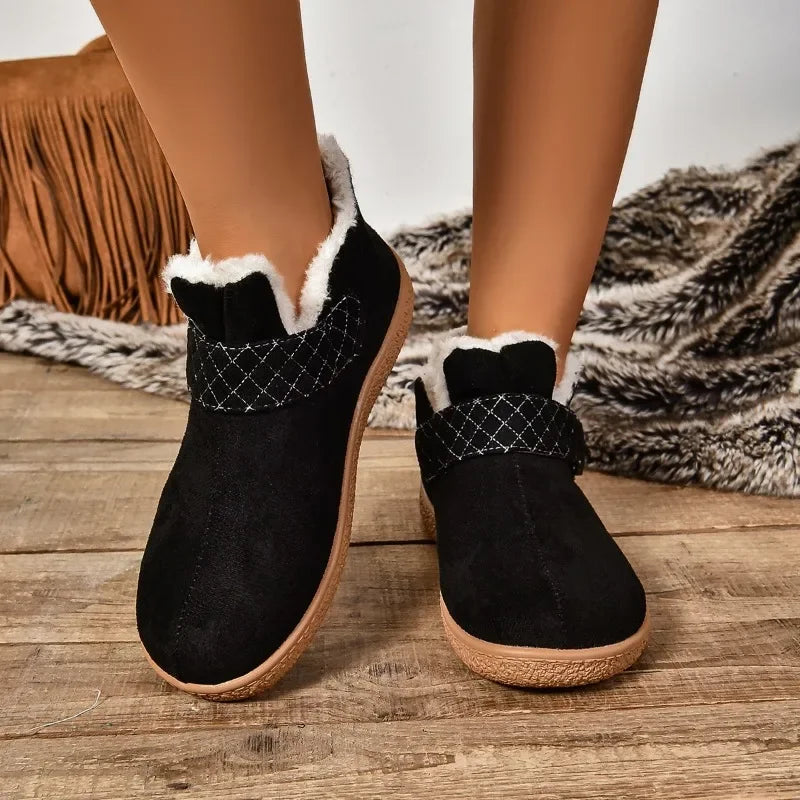 Comfortable and Warm Plush Women Shoes 2024 Casual Retro Women's Short Boots Anti-slip and Wear-resistant Fashionable Snow Bo