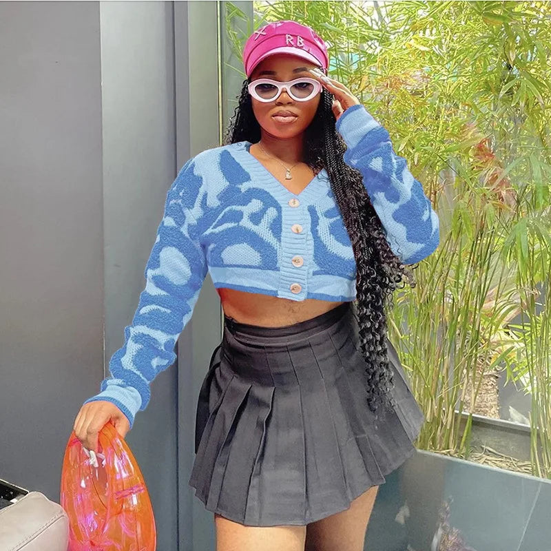 Pink Y2K Streetwear Knit Cardigan
