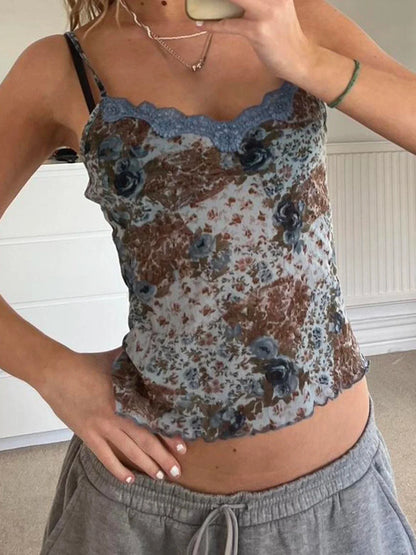 Floral Lace Backless Crop Top