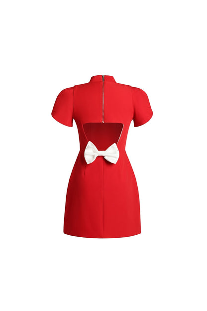 Halter Neck Open Back Drape Bandage Mini Dress