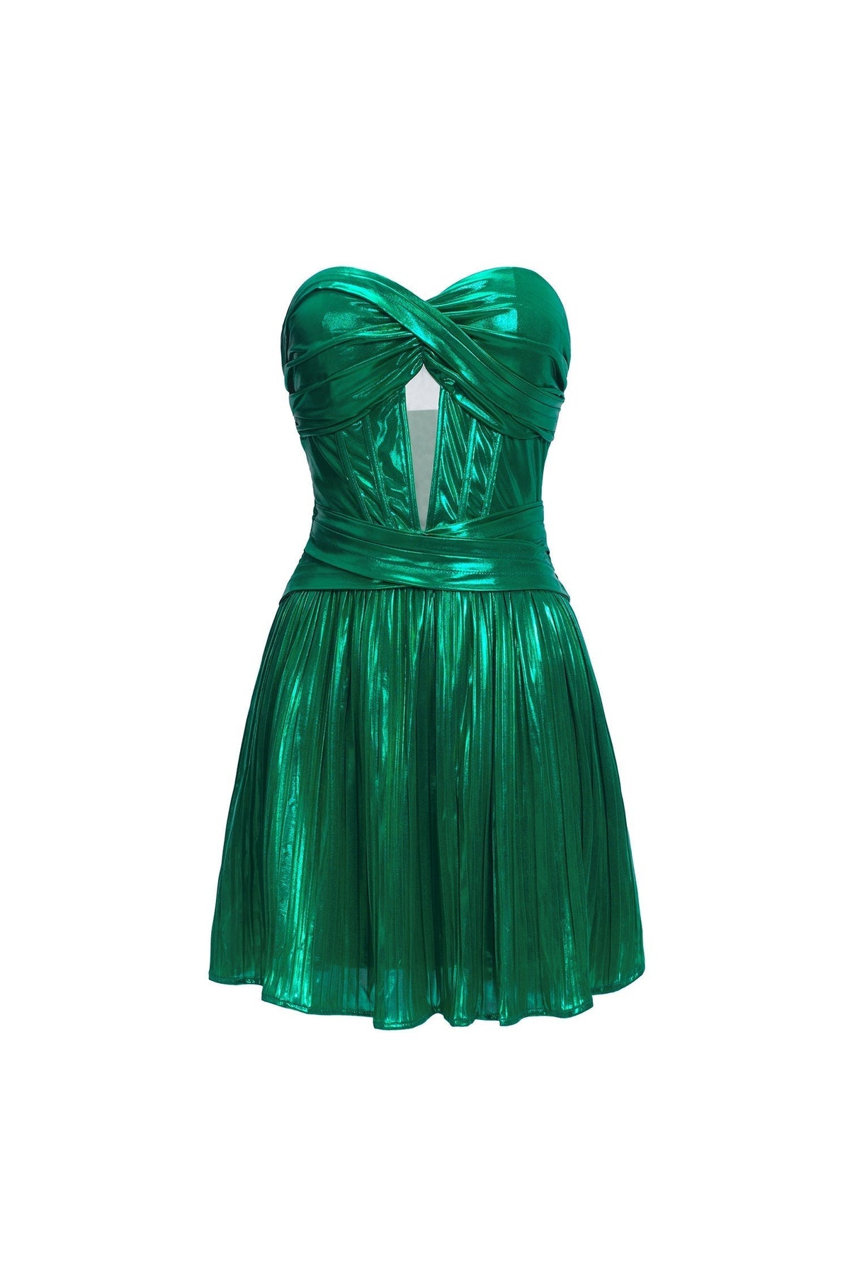 Strapless Hollow Out Mesh Mini Dress