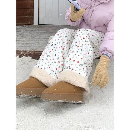 Quilted Brushed Winter Pants Y2K Pants