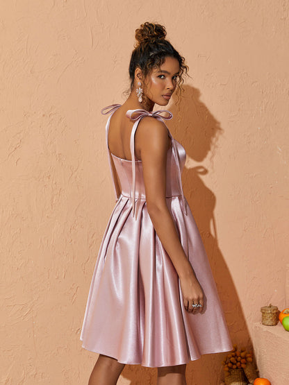 Satin Pleated Midi Dress