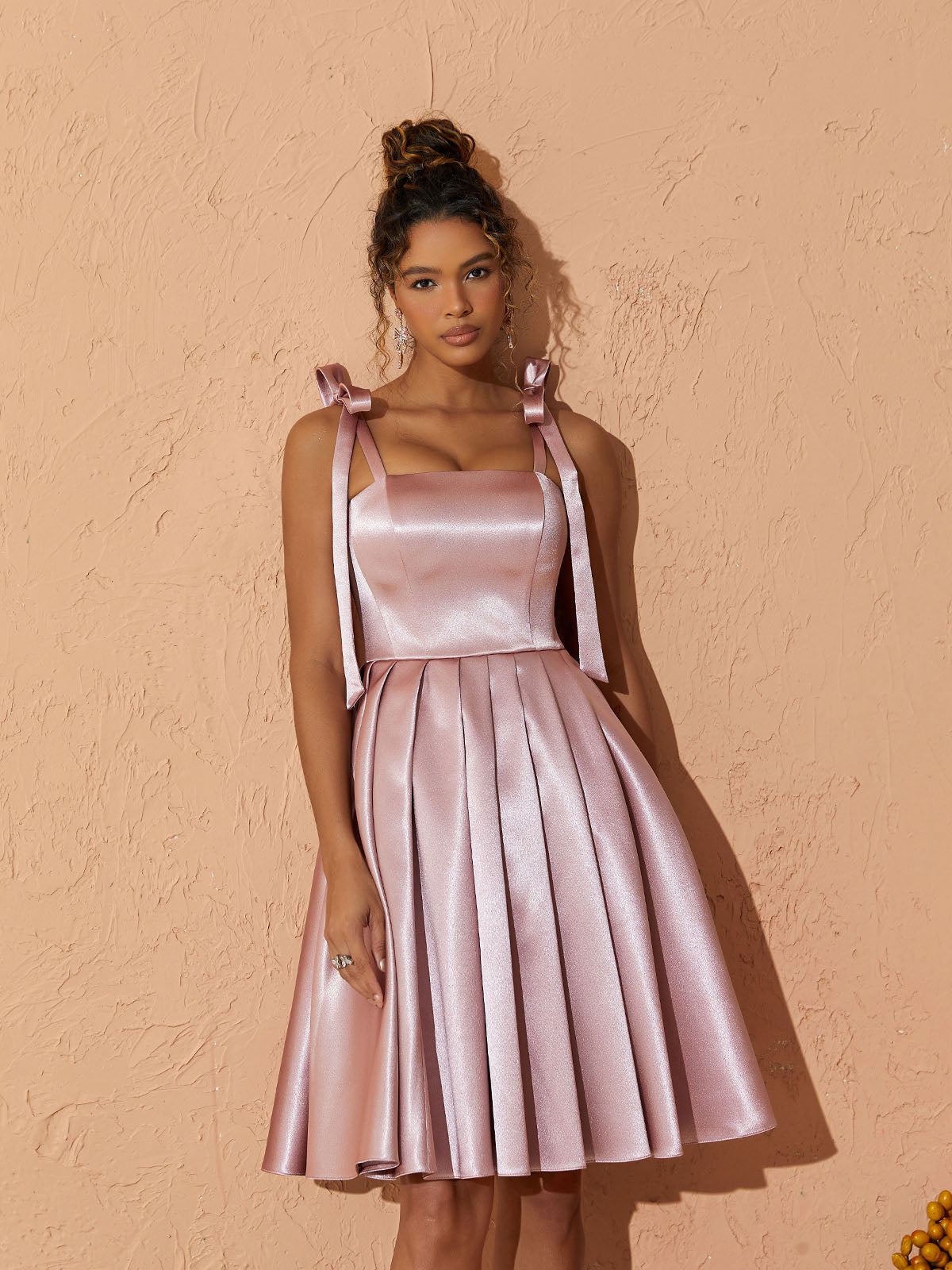 Satin Pleated Midi Dress