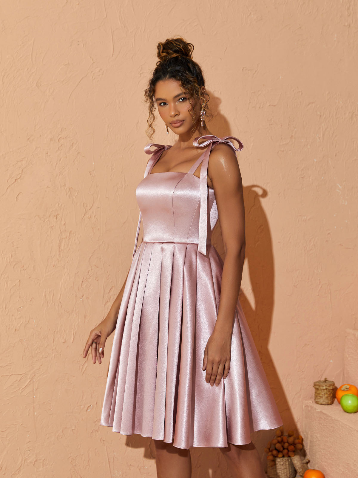 Satin Pleated Midi Dress