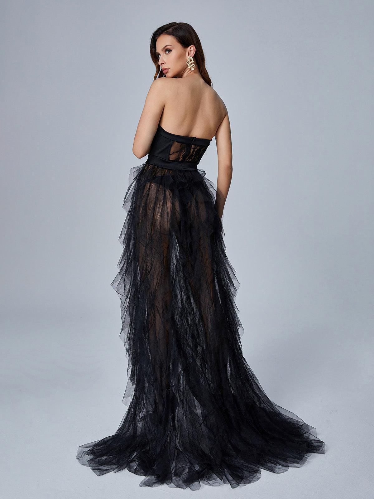 Tulle Layered Spaghetti Strap Maxi Dress