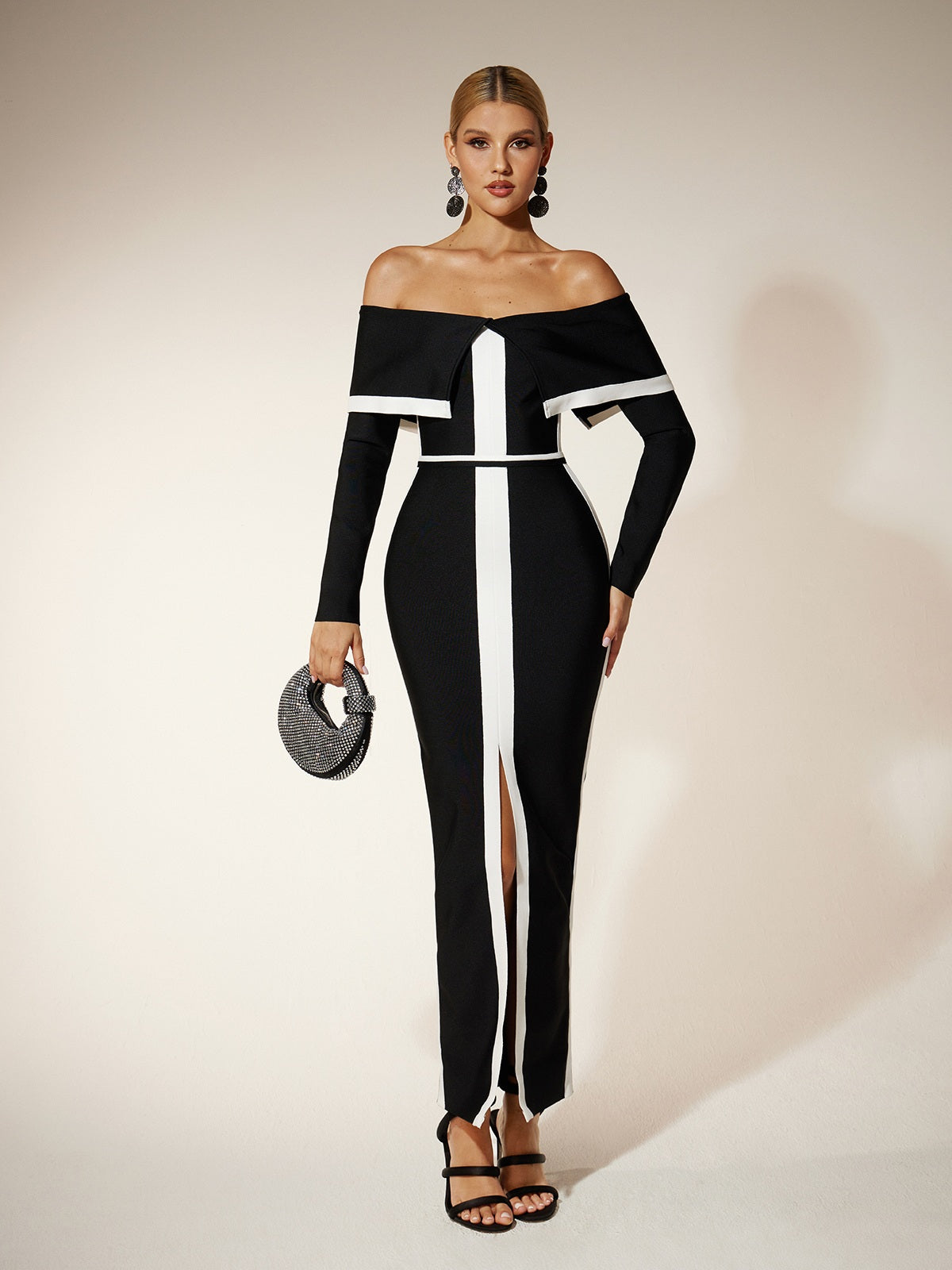 Off Shoulder Split Bandage Bodycon Dress