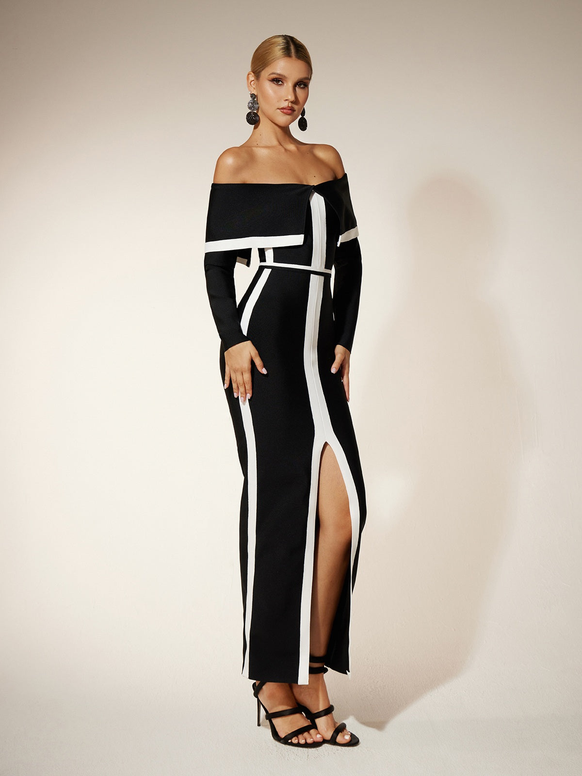 Off Shoulder Split Bandage Bodycon Dress