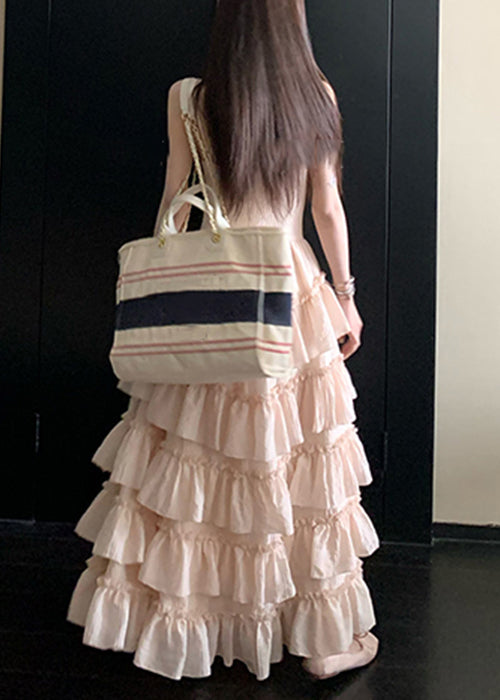 Lace Trim V-Neck Corset Bodice Tiered Ruffle Maxi Dress