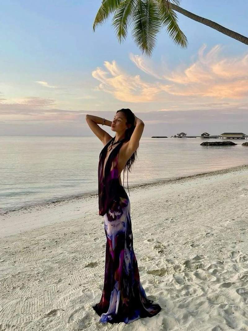 Halter Backless Tie Waist Midi Dress