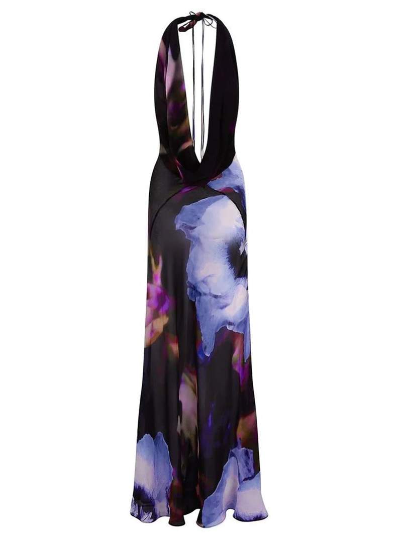 Halter Backless Tie Waist Midi Dress