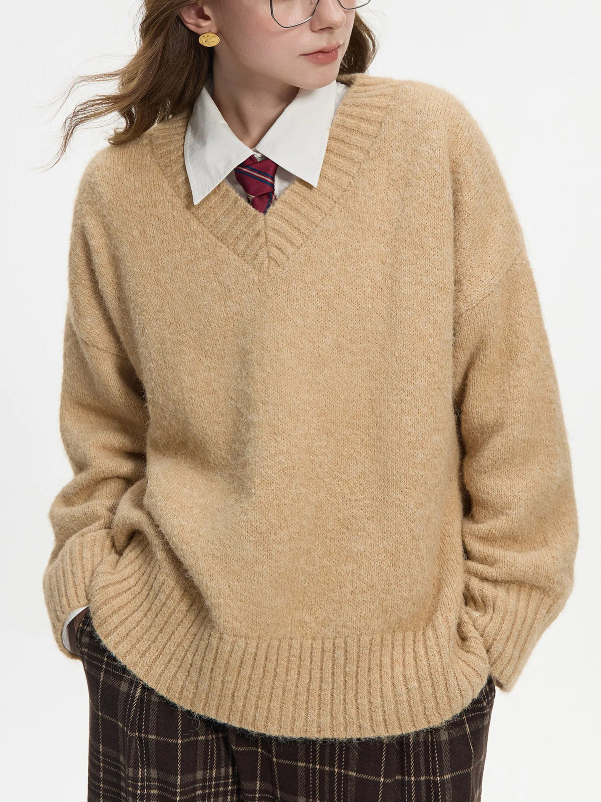 V-Neck Pullover Wool Warm Sweater