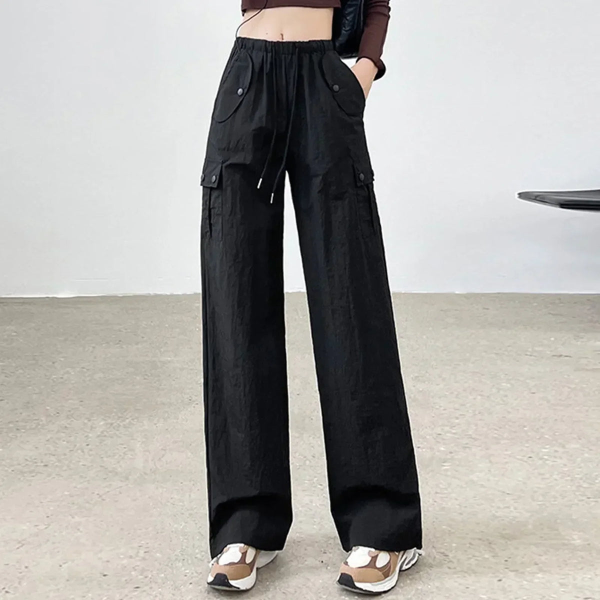Drawstring Bound Feet Slim Fit Jogger Pants