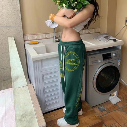 Korean Autumn Casual Loose Wide Leg Sport Sweatpants