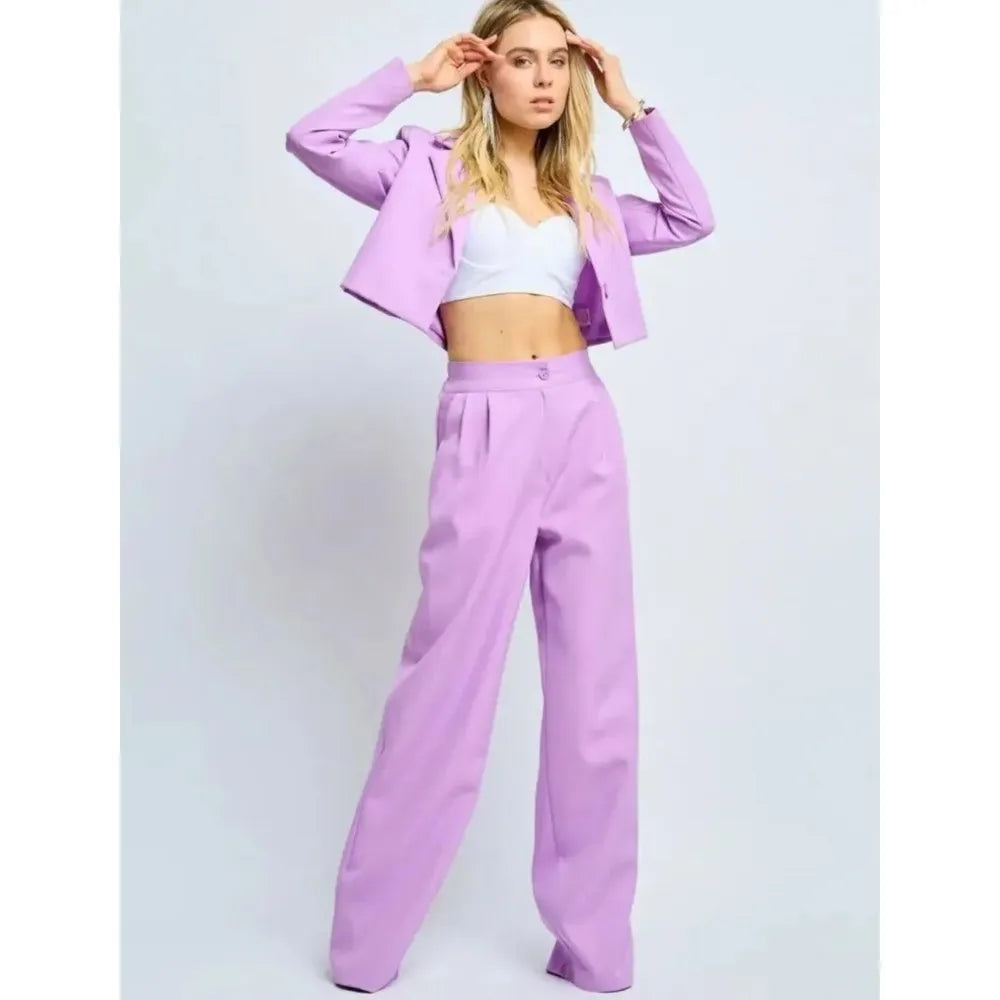 Spring Slim Wide Leg Pants Office Two Piece Set