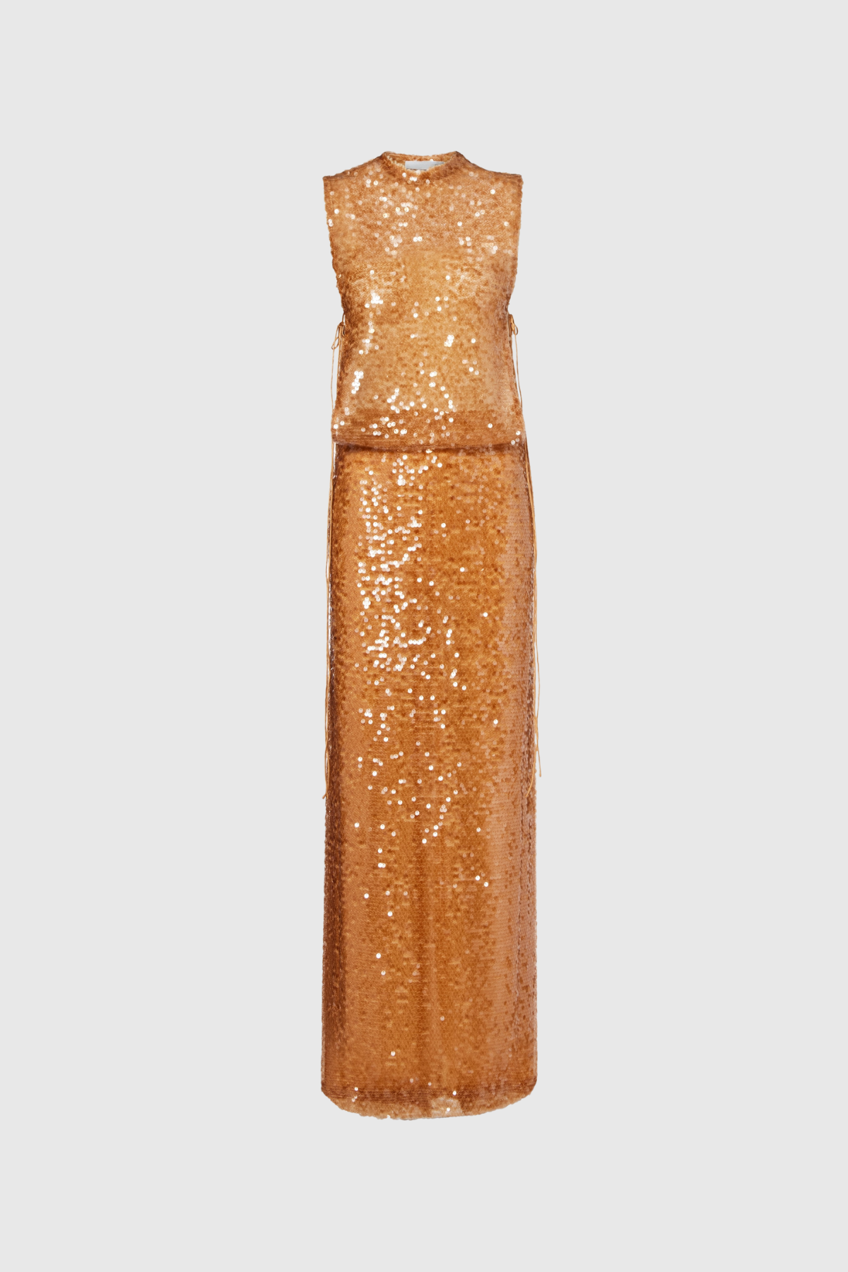 Tie Up Sequin Crop Top and Slit Maxi Skirt Set
