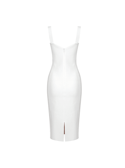 Sweetheart Corset Lace Overlay Wide Strap Bandage Midi Dress