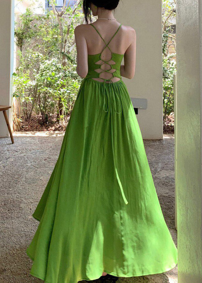Spaghetti Strap Floral Applique Paneled Bodice Pleated A-Line Maxi Gown