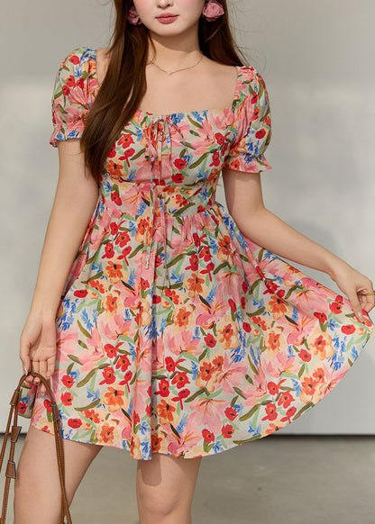 Off Shoulder Puff Sleeve Bubble Hem Floral Mini Dress