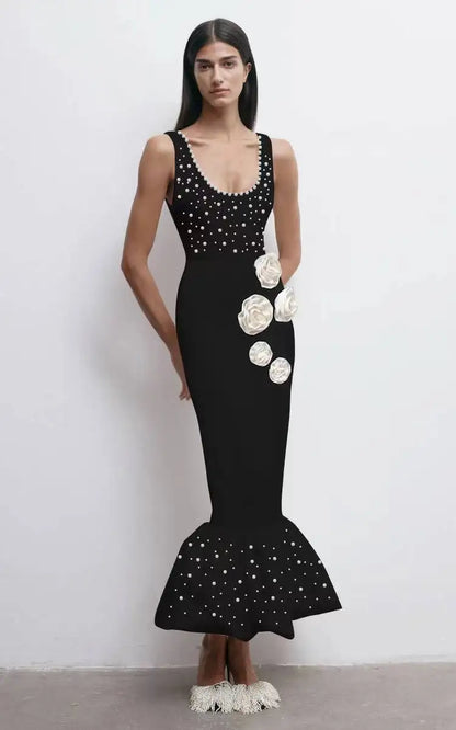 Pearl Flower Midi Mermaid Party Dress