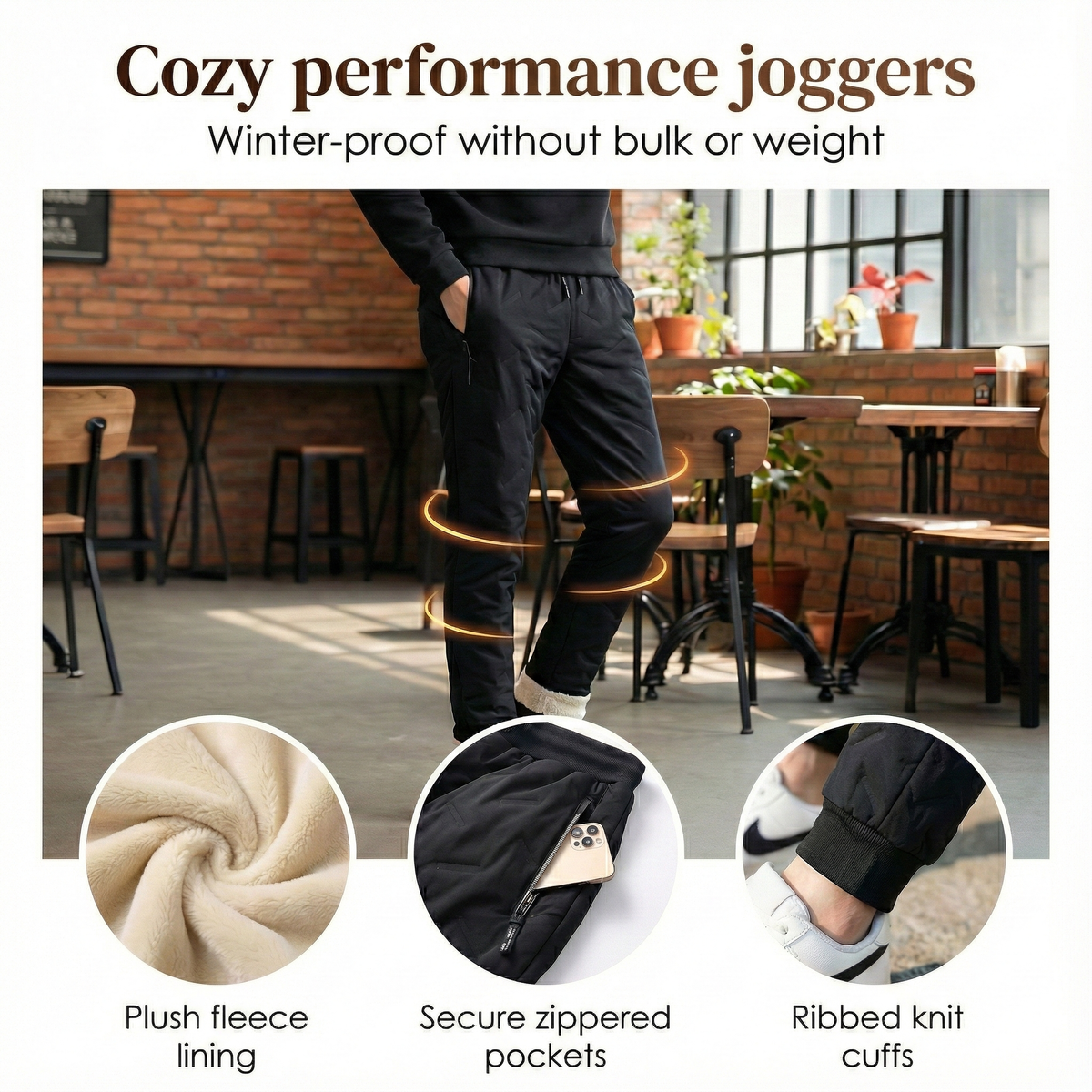 Unisex Fleece-Lined Winter Joggers