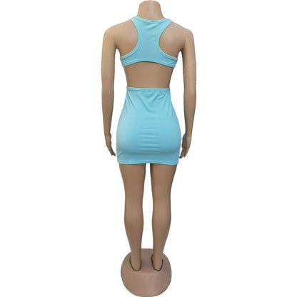 Ribbed Knit Scoop Neck Side Cutout Bodycon Mini Dress