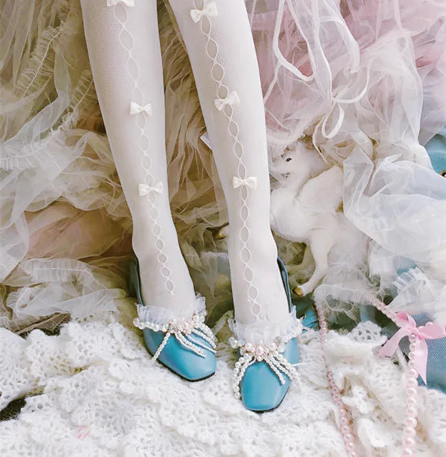 Hollow small butterfly net socks hole socks sweet retro style pantyhose elasticity was thin female Lolita socks japanese Sweet