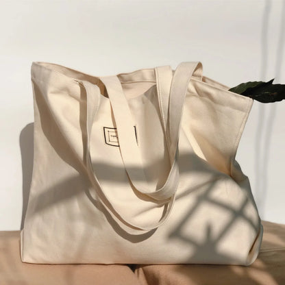 Women Canvas Simple Tote Bag Foldable Reusable Grocery Large Shopping Shopper Casual Girls Shoulder Bags Handbag