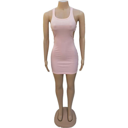 Ribbed Knit Scoop Neck Side Cutout Bodycon Mini Dress