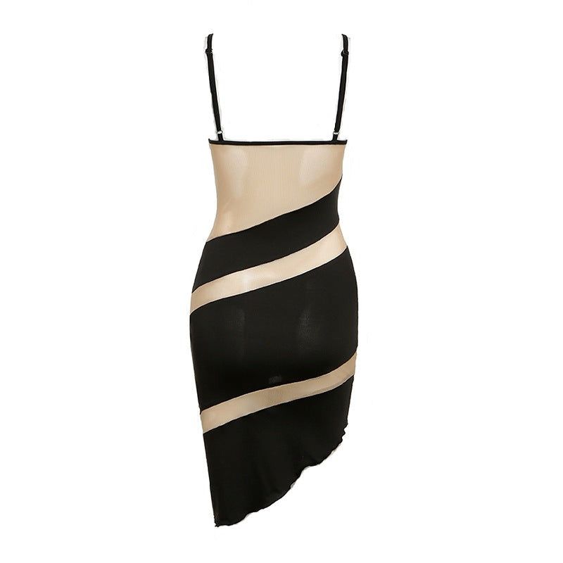 Spaghetti Strap Underwire Panel Cutout Wrap Asymmetric Bandage Mini Dress