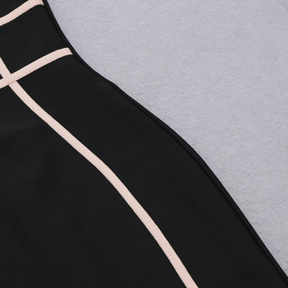 Strappy Sleeveless Striped Midi Bandage Dress HB7789