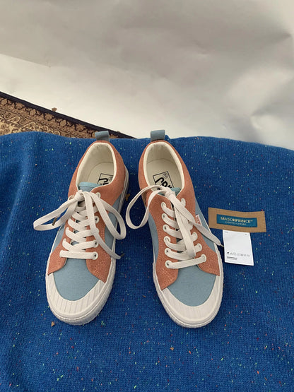 Mixed Color Woman Canvas Shoes Fashion Casual Student Cute Lovely Female Lace Up Flats Korea Japanese Spring New Low Top