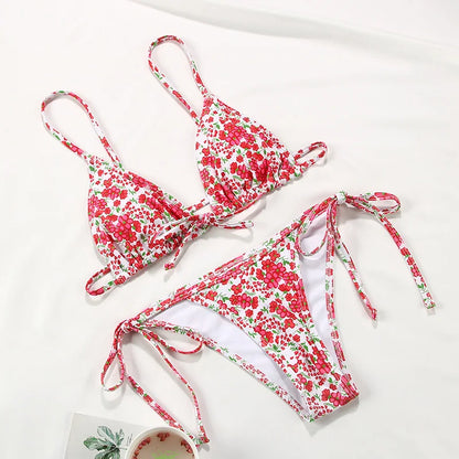 Sexy Bikinis 2024 Swimsuit Floral Print Swimwear String Bikini Sets Bathing Suit Women Biquinis Thong Beachwear Summer