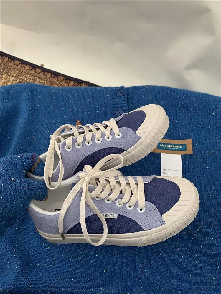 Mixed Color Woman Canvas Shoes Fashion Casual Student Cute Lovely Female Lace Up Flats Korea Japanese Spring New Low Top