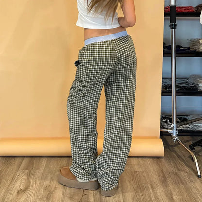 Plaid Sleep Lounge Bottoms Elastic Waist Pant