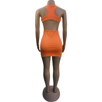 Ribbed Knit Scoop Neck Side Cutout Bodycon Mini Dress