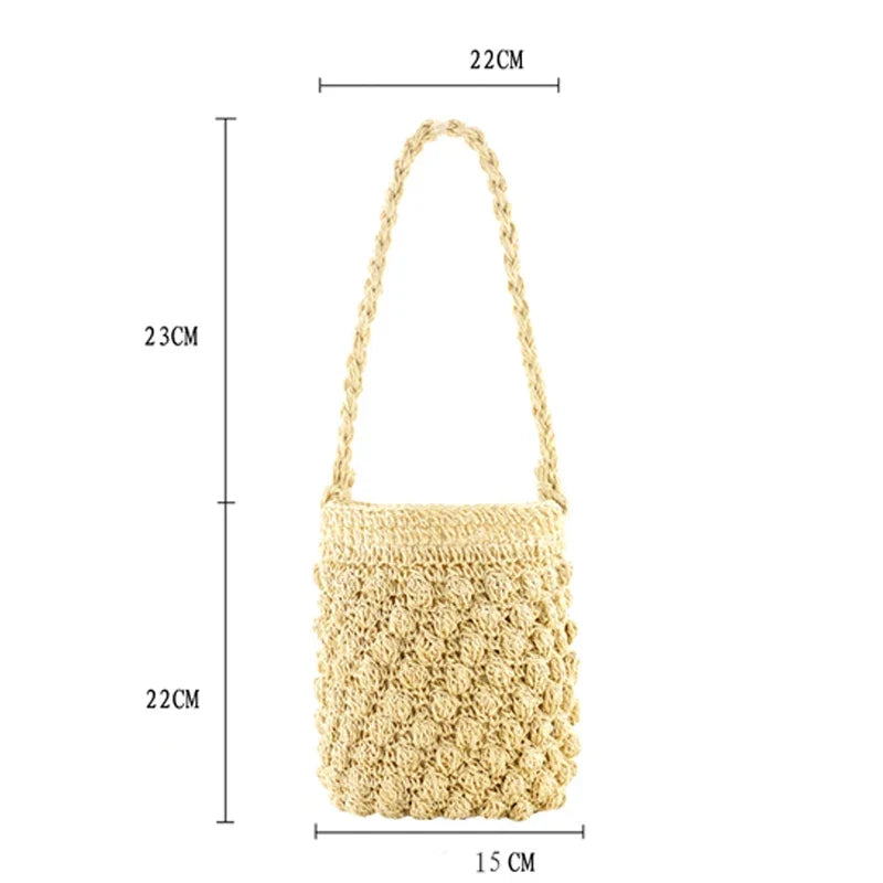 Straw bag female seaside vacation beach bag Bali new small bucket portable fashion woven bag