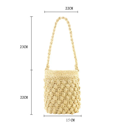 Straw bag female seaside vacation beach bag Bali new small bucket portable fashion woven bag