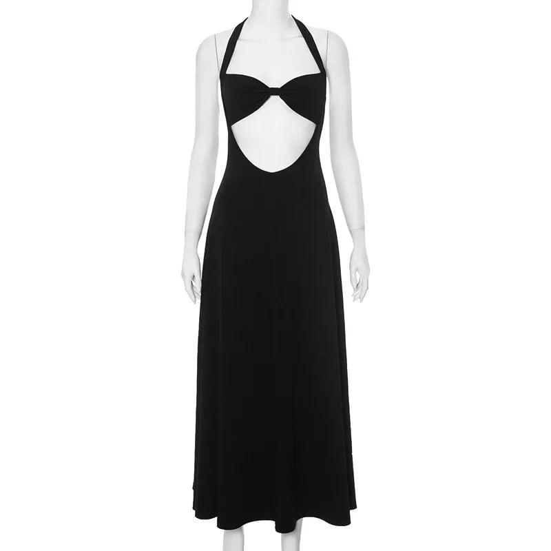 Hollow Backless Slim Sleeveless Party-ready Bandaged Evening Midi Dress