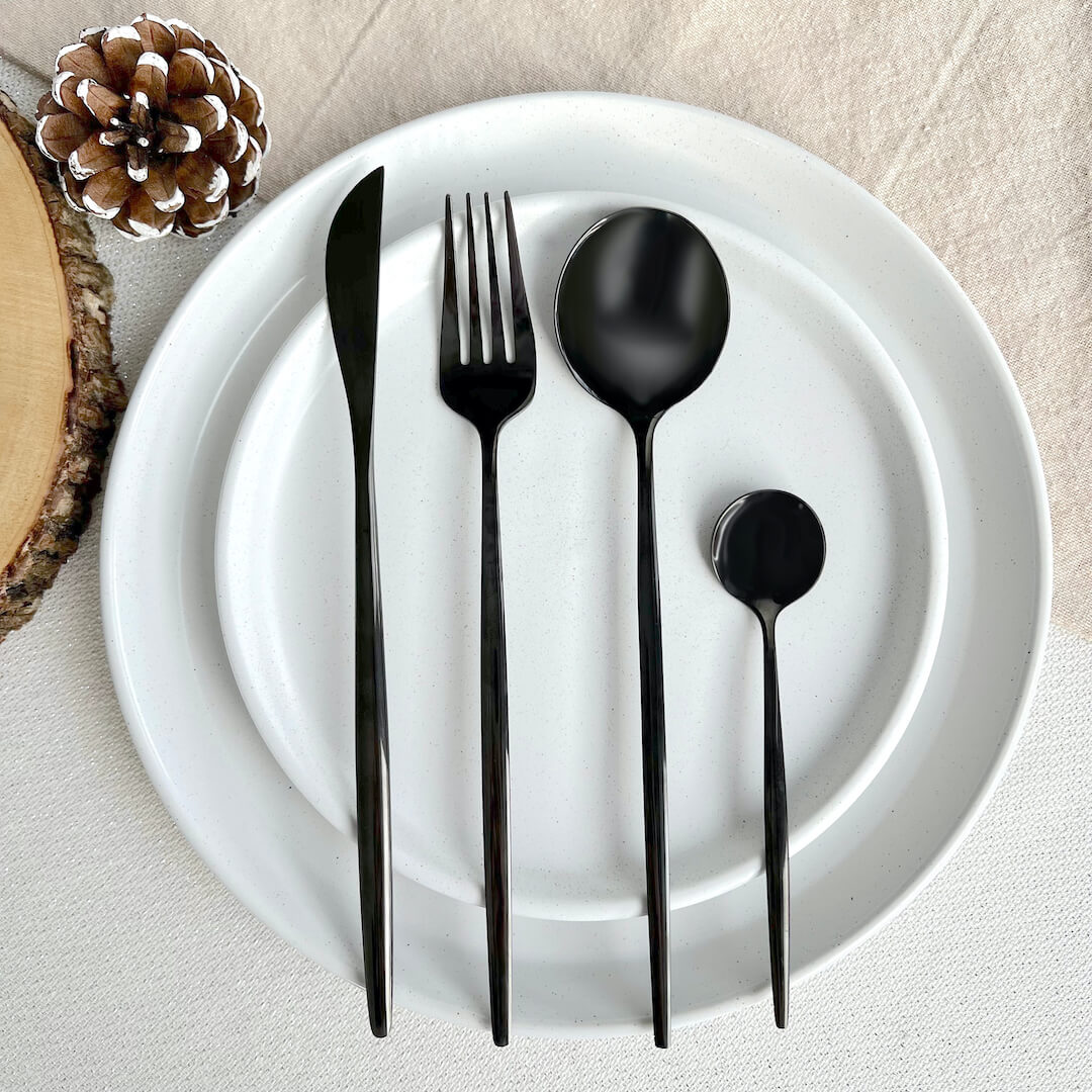 Modern Black Flatware Set - 24 Piece