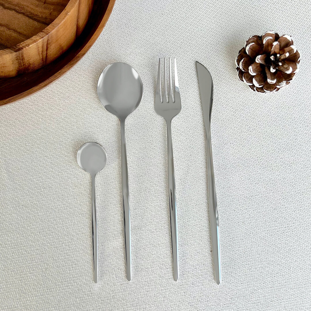 Modern Silver Flatware Set - 24 Piece